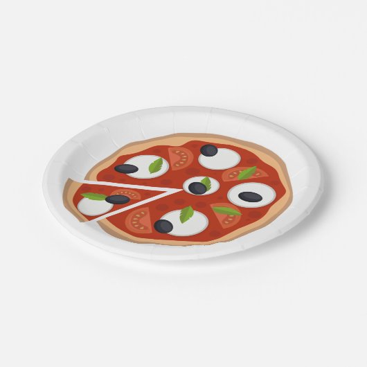 Mozzarella Pizza Pappteller (Schrägansicht)