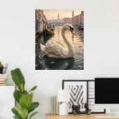 Mozzarella-Schwan-Lagune Poster (Heimbüro)