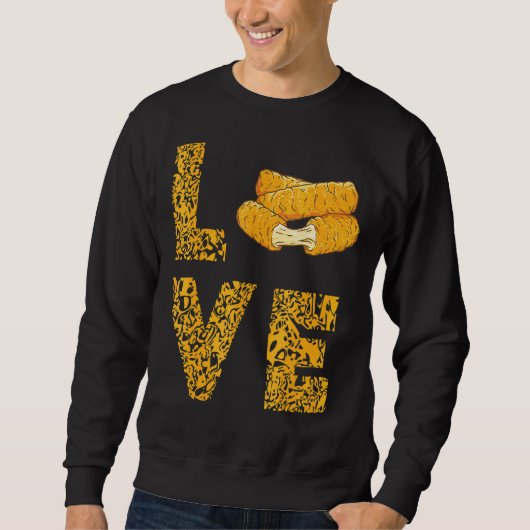 Mozzarella Sticks Leopard Liebe Käsesäcke Nahrung Sweatshirt (Vorderseite)