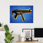 MP5 Sub Machine Guck on Blue Poster (Heimbüro)