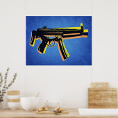 MP5 Sub Machine Guck on Blue Poster (Küche)
