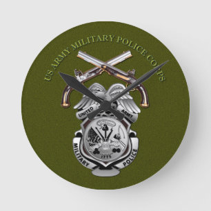 MP-Abzeichen und überquerte Kolben Runde Wanduhr