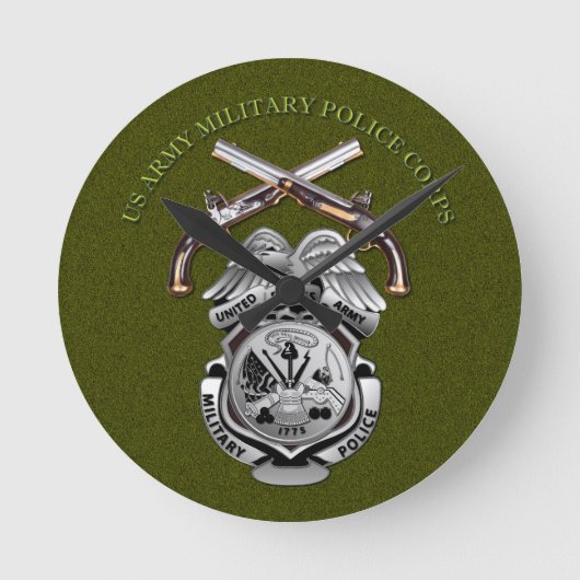 MP-Abzeichen und überquerte Kolben Runde Wanduhr (Vorderseite)