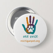 MPA One Voice Paw Print in Hand Drucktaste Button (Vorne & Hinten)