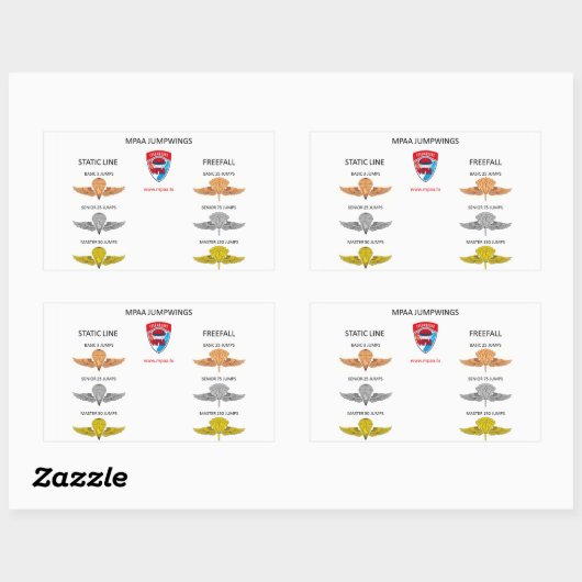 MPAA Jumpwings Rechteckiger Aufkleber (Blatt)