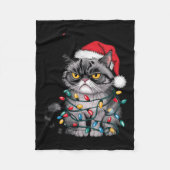 Mpy Christmas Cat Jolly Enough Funny Holiday Fleecedecke (Vorderseite)