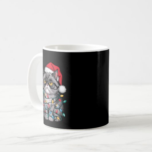 Mpy Christmas Cat Jolly Enough Funny Holiday Kaffeetasse (Vorderseite Links)