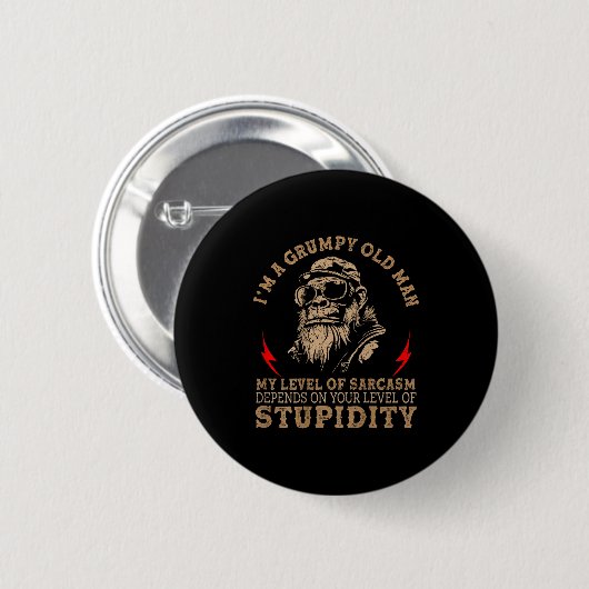 Mpy Old Man - My Level Of Sarcasm Funny Monkey (on Button (Vorne & Hinten)