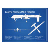 MQ-1 Predator UAV - Flugzeug-Blueprint ABD Fotodruck (Vorne)