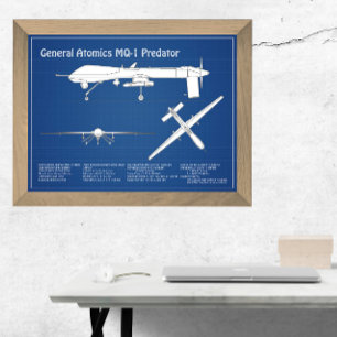 MQ-1 Predator UAV - Flugzeug-Blueprint ABD Fotodruck