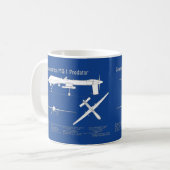 MQ-1 Predator UAV - Flugzeug-Blueprint ABD Kaffeetasse (Vorderseite Links)
