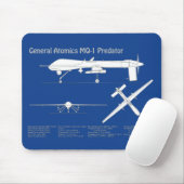 MQ-1 Predator UAV - Flugzeug-Blueprint ABD Mousepad (Mit Mouse)