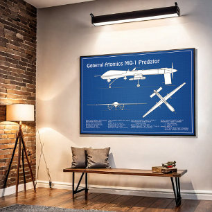 MQ-1 Predator UAV - Flugzeug-Blueprint ABD Poster