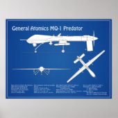 MQ-1 Predator UAV - Flugzeug-Blueprint ABD Poster (Vorne)