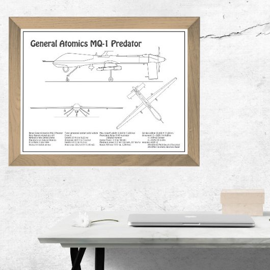 MQ-1 Predator UAV- Flugzeug-Blueprint BD Fotodruck