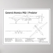 MQ-1 Predator UAV- Flugzeug-Blueprint BD Poster (Vorne)