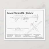 MQ-1 Predator UAV- Flugzeug-Blueprint BD Postkarte (Vorderseite)