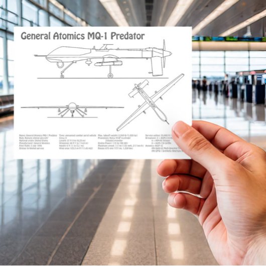 MQ-1 Predator UAV- Flugzeug-Blueprint BD Postkarte