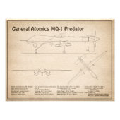 MQ-1 Predator UAV - Flugzeug-Blueprint SD Fotodruck (Vorne)