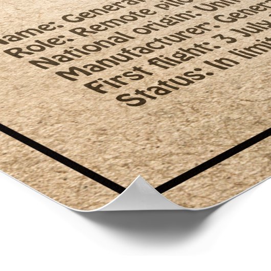 MQ-1 Predator UAV - Flugzeug-Blueprint SD Poster (Ecke)