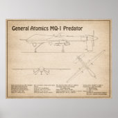 MQ-1 Predator UAV - Flugzeug-Blueprint SD Poster (Vorne)