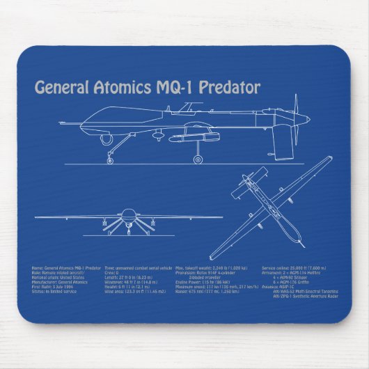 MQ-1 Predator UAV - Flugzeugkonzept AD Mousepad (Vorne)
