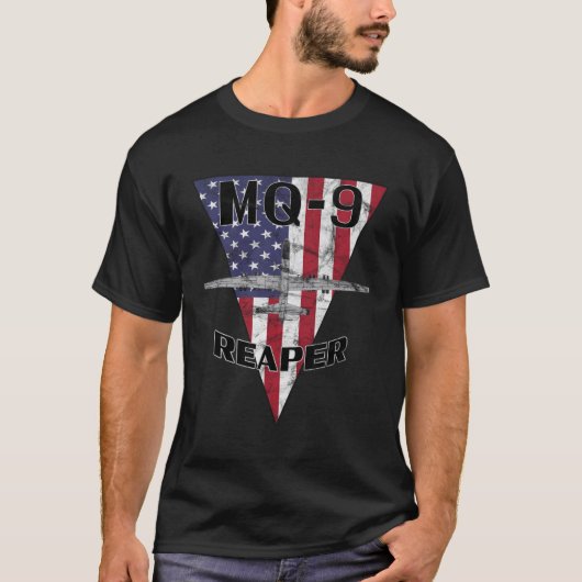 Mq-9 Sensenmann Uav Drone Rpv Pilotprogramm Patrio T-Shirt (Vorderseite)