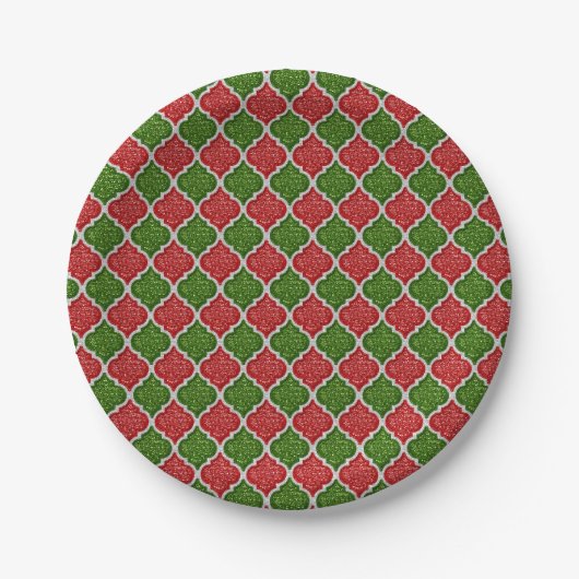 MQF-Sequinen-RED-WHITE-GREEN-PAPER-TELLER Pappteller (Vorderseite)