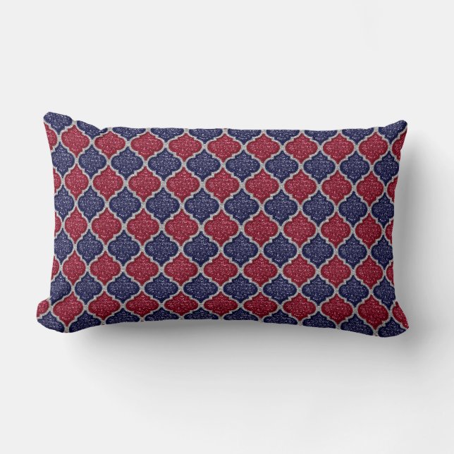 MQF Sequins-Blue-Raspberry-Silver-LUMBAR PILLOW Lendenkissen (Vorderseite)