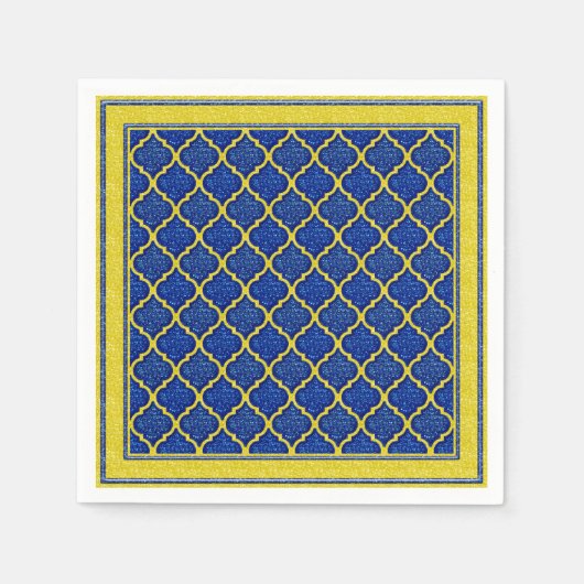 MQF Sequins-Blue-Yellow-PAPER-NAPKINS Serviette (Vorderseite)
