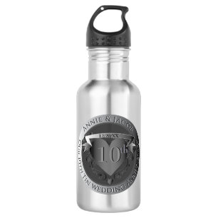 Mr. 10th Tin Wedding Anniversary Heart Emblem Edelstahlflasche
