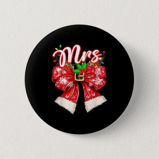 Mr & Mrs Couples Coquette Bow Santa Claus Chri Button (Vorderseite)