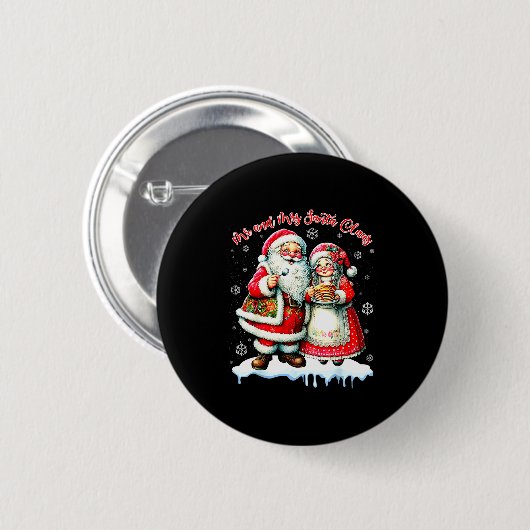 Mr &amp; Mrs Santa Claus Christmas Matching Couple Button (Vorne & Hinten)