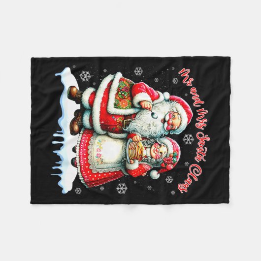 Mr & Mrs Santa Claus Christmas Matching Couple Fleecedecke (Vorderseite (Horizontal))