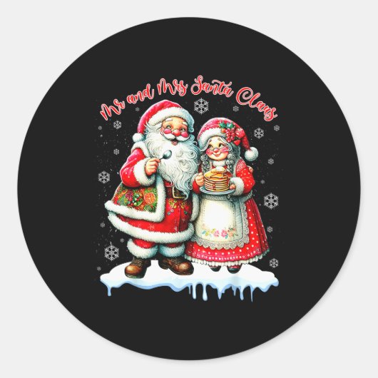 Mr &amp; Mrs Santa Claus Christmas Matching Couple Runder Aufkleber (Vorderseite)