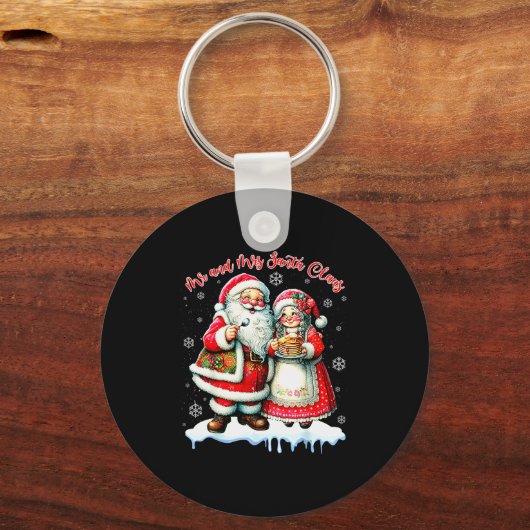 Mr & Mrs Santa Claus Christmas Matching Couple Schlüsselanhänger (Vorderseite)