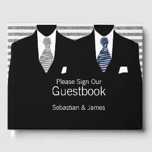Mr. and Mr Anzug Grey Blue Krawatte Gay Wedding Cu Gästebuch