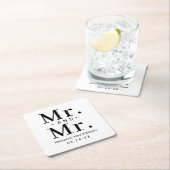 Mr. and Mr. Black and White Custom Wedding Monogra Rechteckiger Pappuntersetzer (Vor Ort)