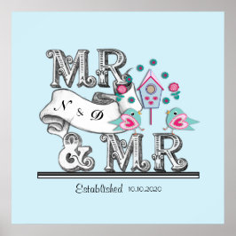 Mr. and Mr Personalisiert Gay Wedding Gift Poster