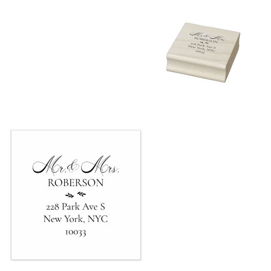 Mr. and Mr. Script Simple Wedding Cap Rücksendeadr Gummistempel (Stempel)