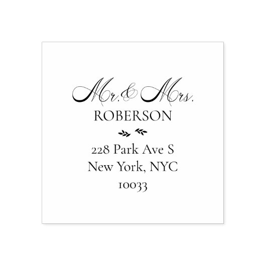 Mr. and Mr. Script Simple Wedding Cap Rücksendeadr Gummistempel (Prägung)