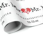 Mr. and Mr Two Grooms Wedding Geschenkpapier<br><div class="desc">Mr. und Mr. Gay Wedding Geschenkpapier .. perfekt für die beiden Bräuche .. Mister und Mister personalisierte Packpapier Rolle für die zivile Zeremonie / Hochzeit / Jubiläum von Ricaso</div>