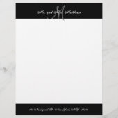 Mr. and Mrs Black and White Monogram Newlyweds Briefbogen (Vorderseite)