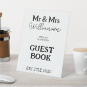 Mr. And Mrs Black and White Wedding Guest Book Sockelschild (In SItu)