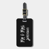 Mr. and Mrs. Black Chalkboard Reisegepäck Gepäckanhänger (Vorderseite vertikal)