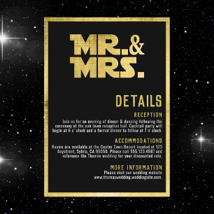 Mr. and Mrs Black Gold Sci Fi Theme Begleitkarte