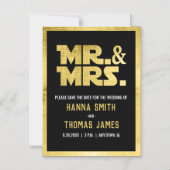 Mr. and Mrs Black Gold Sci Fi Theme Save the Date Magneteinladung (Vorderseite)