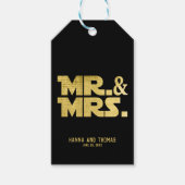 Mr. and Mrs Black Gold Sci Fi Theme Wedding Geschenkanhänger (Vorderseite)