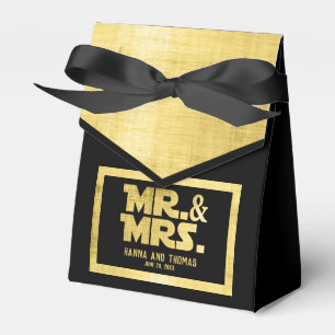 Mr. and Mrs Black Gold Sci Fi Theme Wedding Geschenkschachtel