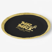Mr. and Mrs Black Gold Sci Fi Theme Wedding Pappteller (Schrägansicht)